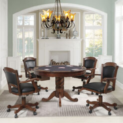 Alternative view of Turk 5-piece 3-in-1 Dining and Game Table Set Tobacco