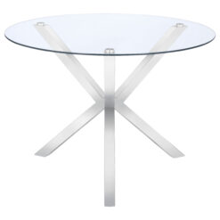 Alternative view of Vance Round 41-inch Glass Top Asterisk Dining Table Chrome