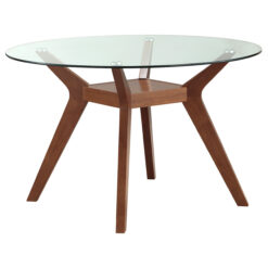 Alternative view of Paxton Round 48-inch Glass Top Wood Dining Table Nutmeg