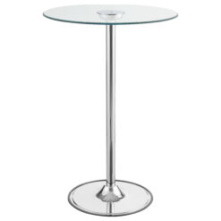Alternative view of Thea Round 28-inch Glass Top LED Bistro Bar Table Chrome