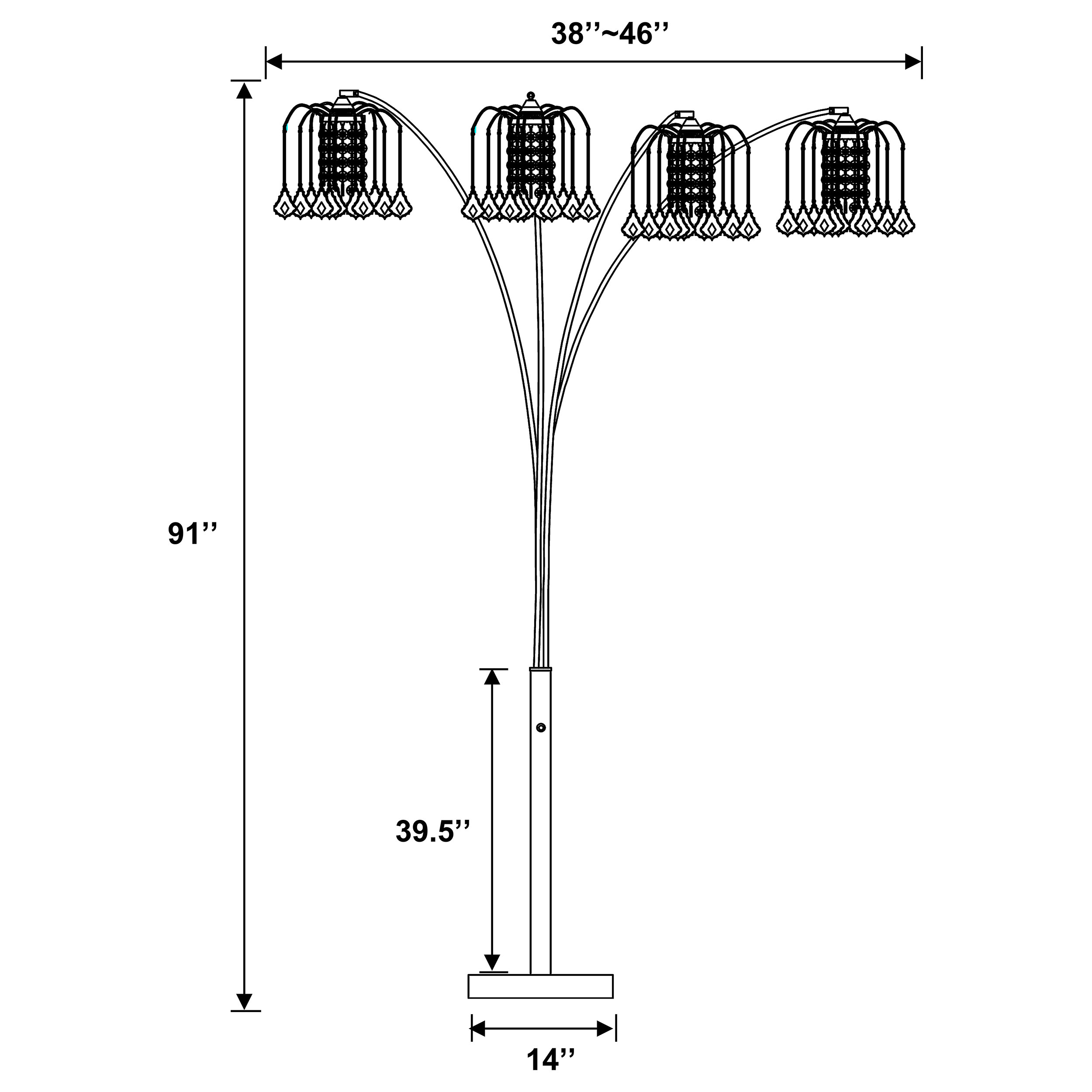 Maisel 91-inch Hanging Crystal Arc Tree Floor Lamp Black - Image 8