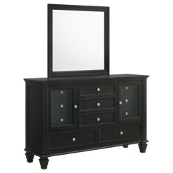 Alternative view of Sandy Beach 11-drawer Dresser with Mirror Black
