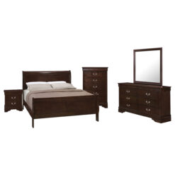 Alternative view of Louis Philippe 5-piece Eastern King Bedroom Set Cappuccino