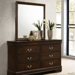 Louis Philippe 6-drawer Dresser with Mirror Cappuccino