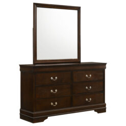 Alternative view of Louis Philippe 6-drawer Dresser with Mirror Cappuccino