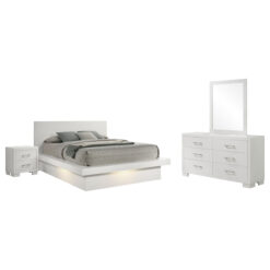 Alternative view of Jessica 4-piece Queen LED Bedroom Set Snow White