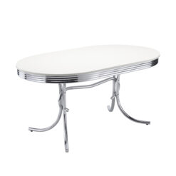 Alternative view of Retro Oval 60-inch Wood Top Dining Table White and Chrome