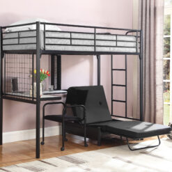 Jenner Metal Twin Futon Workstation Loft Bed Black