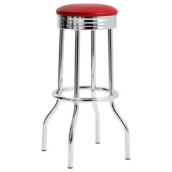 Alternative view of Retro Upholstered Metal Swivel Bar Stool Red (Set of 2)