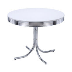 Alternative view of Retro Round 42-inch Wood Top Dining Table White and Chrome