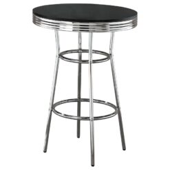 Alternative view of Retro Round 30-inch 1950's Bistro Pub Height Bar Table Black