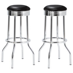 Alternative view of Retro Upholstered Metal Swivel Bar Stool Black (Set of 2)