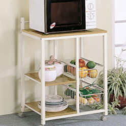 Kelvin 2-shelf Mobile Kitchen Cart Natural Brown and White