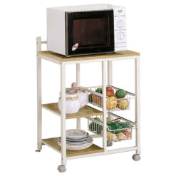 Alternative view of Kelvin 2-shelf Mobile Kitchen Cart Natural Brown and White