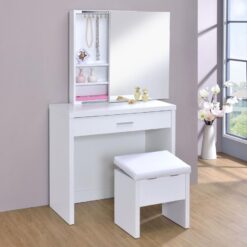 Alternative view of Harvey Vanity Set with Lift-Top Stool White
