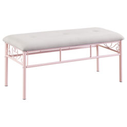 Alternative view of Massi Fabric Upholstered Bench White and Powder Pink