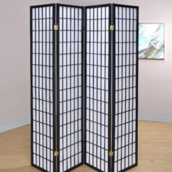 Roberto 4-Panel Room Divider Folding Shoji Screen Black
