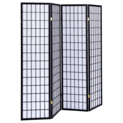 Alternative view of Roberto 4-Panel Room Divider Folding Shoji Screen Black