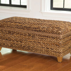 Laughton Hand-Woven Banana Leaf Storage Bench Amber