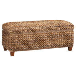 Alternative view of Laughton Hand-Woven Banana Leaf Storage Bench Amber