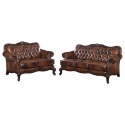 Alternative view of Victoria 2-piece Full Leather Upholstered Sofa Set Brown
