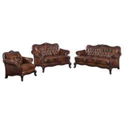 Alternative view of Victoria 3-piece Full Leather Upholstered Sofa Set Brown