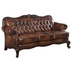 Alternative view of Victoria Full Leather Upholstered Rolled Arm Sofa Brown