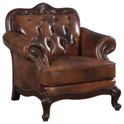 Alternative view of Victoria Full Leather Upholstered Rolled Arm Chair Brown