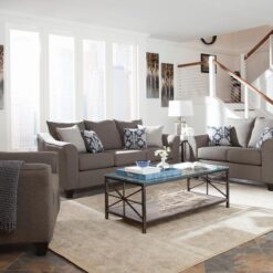 Salizar Upholstered Flared Arm Sofa Charcoal Grey