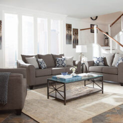 Salizar Upholstered Flared Arm Loveseat Charcoal Grey