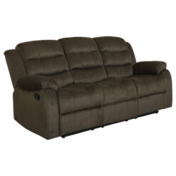 Alternative view of Rodman Upholstered Padded Arm Reclining Sofa Olive Brown