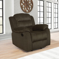 Alternative view of Rodman Upholstered Padded Arm Glider Recliner Olive Brown