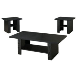 Alternative view of Rodez 3-piece Engineered Wood Coffee Table Set Black Oak