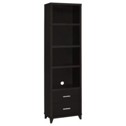 Alternative view of Lewes 4-shelf Engineered Wood Media Tower Cappuccino