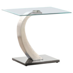 Alternative view of Pruitt Rectangular Glass Top Metal End Table Satin Silver