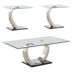 Alternative view of Pruitt 3-piece Coffee and End Table Set Satin Silver