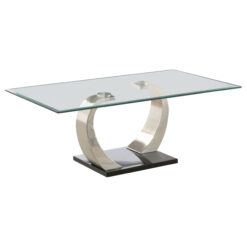 Alternative view of Pruitt Rectangular Glass Top Metal Coffee Table Satin Silver