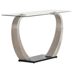 Alternative view of Pruitt Glass Top Metal Base Console Table Satin Silver