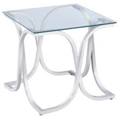 Alternative view of Tess Square Glass Top Metal Side End Table Nickel