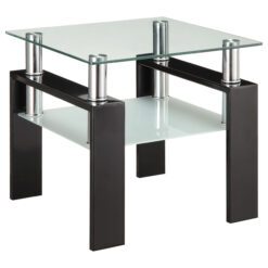 Alternative view of Dyer 1-shelf Square Glass Top Side End Table Black
