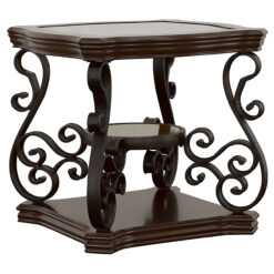 Alternative view of Laney 1-shelf Glass Top Rectangular End Table Deep Merlot