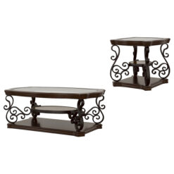 Alternative view of Laney 2-piece Glass Top Coffee and End Table Set Dark Merlot