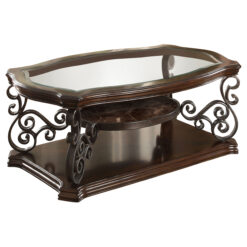 Alternative view of Laney 1-shelf Glass Top Rectangular Coffee Table Deep Merlot