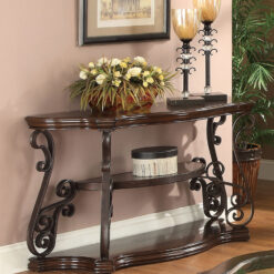 Laney Scrollwork Entryway Sofa Console Table Deep Merlot