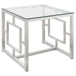Alternative view of Merced Square Glass Top Side End Table Nickel
