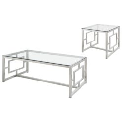 Alternative view of Merced 2-piece Rectangular Coffee and End Table Set Nickel