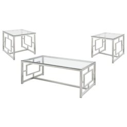 Alternative view of Merced 3-piece Rectangular Coffee and End Table Set Nickel