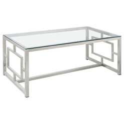 Alternative view of Merced Rectangular Glass Top Coffee Table Nickel