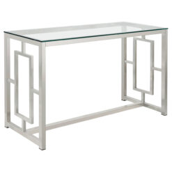Alternative view of Merced Glass Top Metal Entryway Console Table Nickel