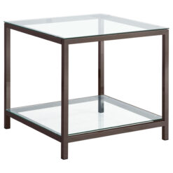 Alternative view of Trini 1-shelf Glass Top Side End Table Black Nickel